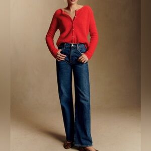 NWT Sezane Gaspard Cardigan Red Size Small Mohair Alpaca Button Sweater